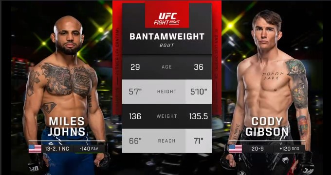 UFC on ESPN 53 - Miles Johns vs Cody Gibson - March 23, 2024